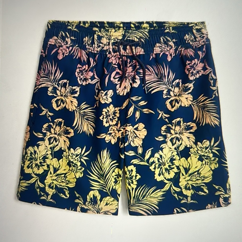 NWT J. Crewcuts Hawaiian Print Bathing Suit Trunks, 8